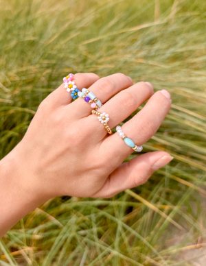 Pastel Beaded Ring Set