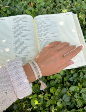 Beige WWJD Embroidered Bracelet