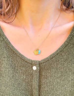 Blue Enamel Heart Logo Necklace