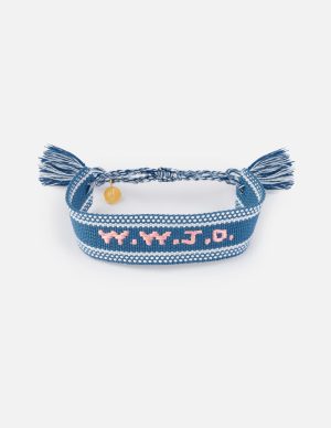 Blue WWJD Embroidered Bracelet