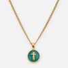 Emerald Agape Cross Pendant Necklace