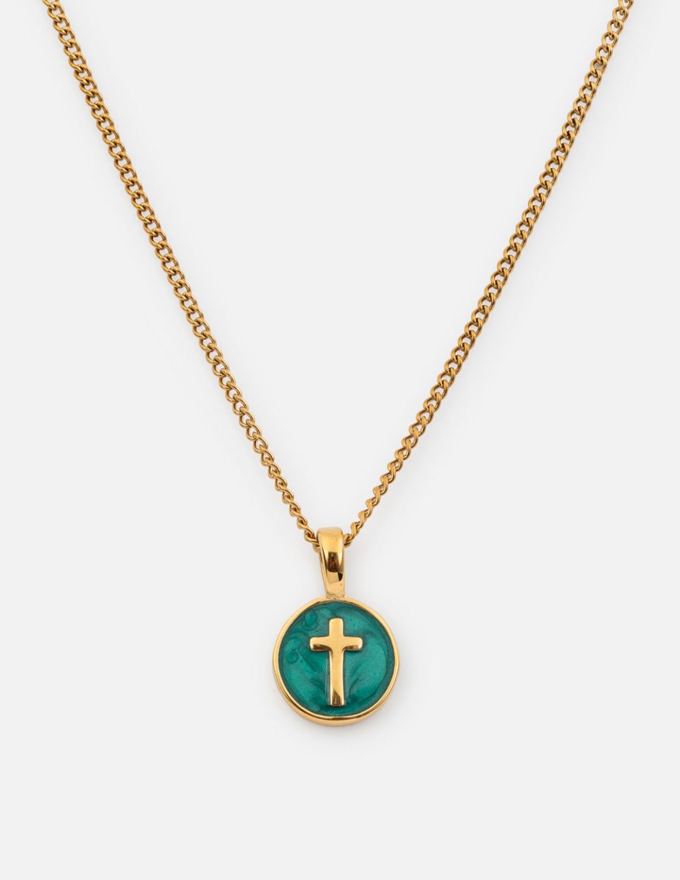 Emerald Agape Cross Pendant Necklace