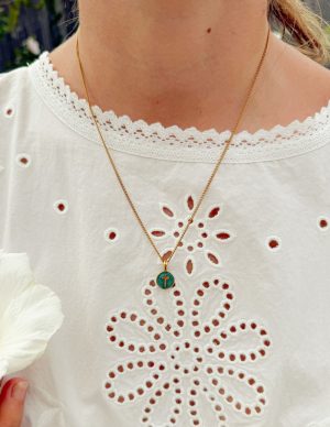 Emerald Agape Cross Pendant Necklace