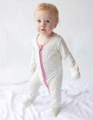 Heart Bamboo Convertible Footed Onesie