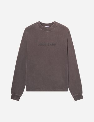 Jesus Is King Brown LS Unisex Tee
