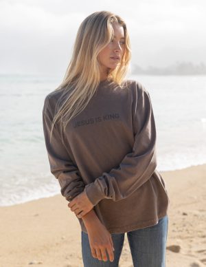 Jesus Is King Brown LS Unisex Tee