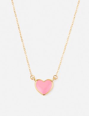 Pink Enamel Heart Necklace