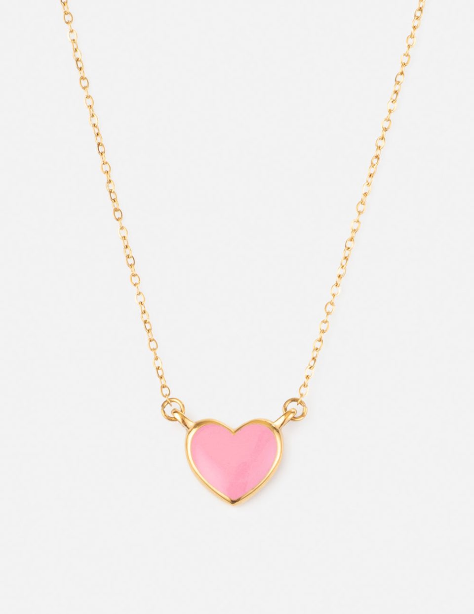 Pink Enamel Heart Necklace