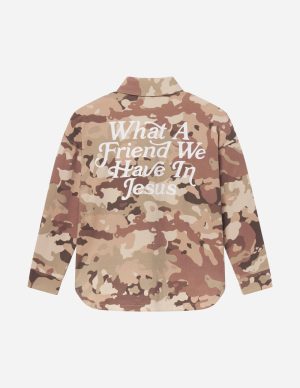 What a Friend in Jesus Camo Shacket