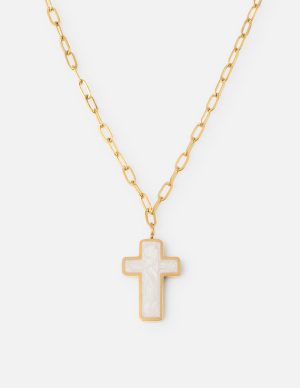 White Enamel Cross Necklace