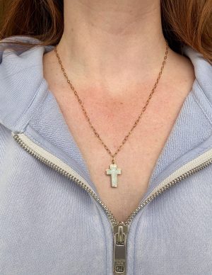 White Enamel Cross Necklace