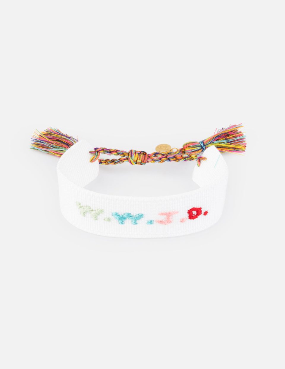 White WWJD Embroidered Bracelet